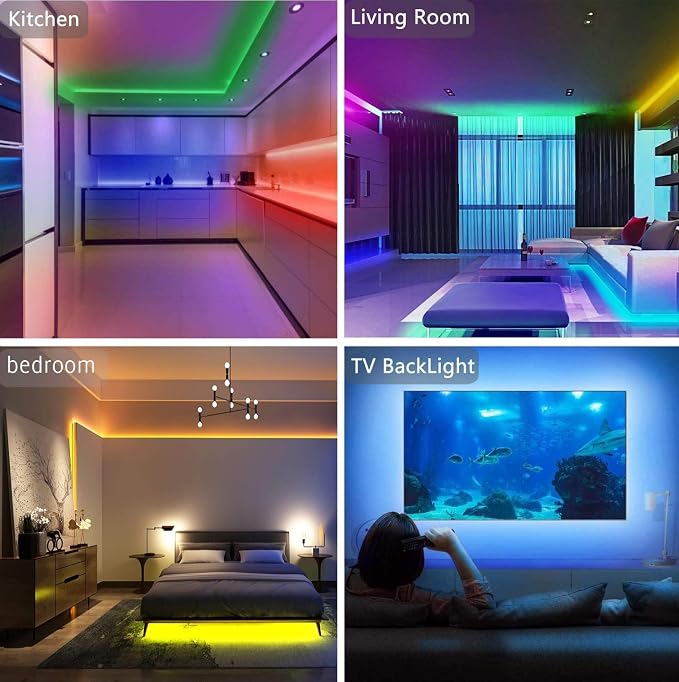 Tenmiro 65.6ft Led Strip Lights, Ultra Long RGB Color Changing LED Light Strips Kit with 44 Keys Ir Remote Led Lights for Bedroom, Kitchen, Home Decoration - Image 6