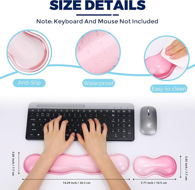 Gel Wrist Rest for Keyboard and Mouse, Wrist Rest for Keyboard, Mouse Wrist Support, Pain Relief, Cool Touch, Non-Skid, Keyboard and Mouse Wrist pad Set - Image 4
