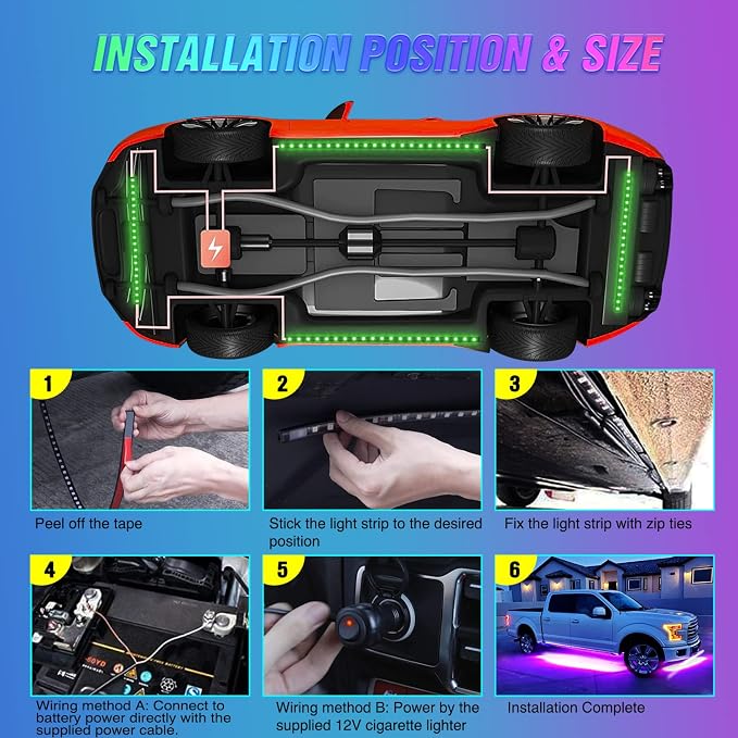 Nilight 4PCS RGB LED Underglow Lights for Cars with Wireless Remote - Image 4