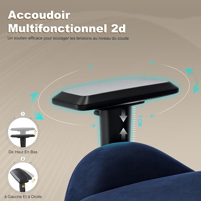Symino Gaming Chair, High Back Ergonomic Office Chair with 2D Adjustable Armrests, 150° Recline, Breathable Faux Suede, Adjustable Headrest & Footrest for Home Office - Image 6