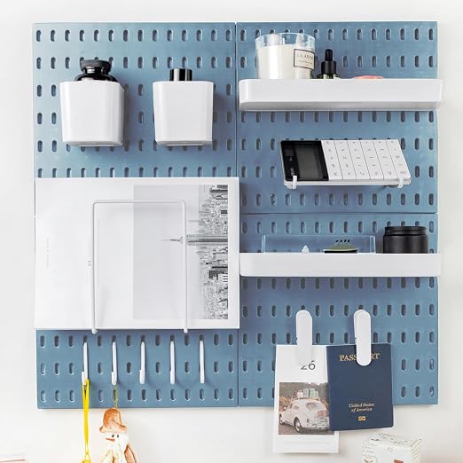 22"x22" Pegboard Combination Kit Wall Organizer Kit - 4 Panels & 14 Hooks for Kitchen, Bedroom, Office, Bathroom Storage by RIVTUNTOOLS