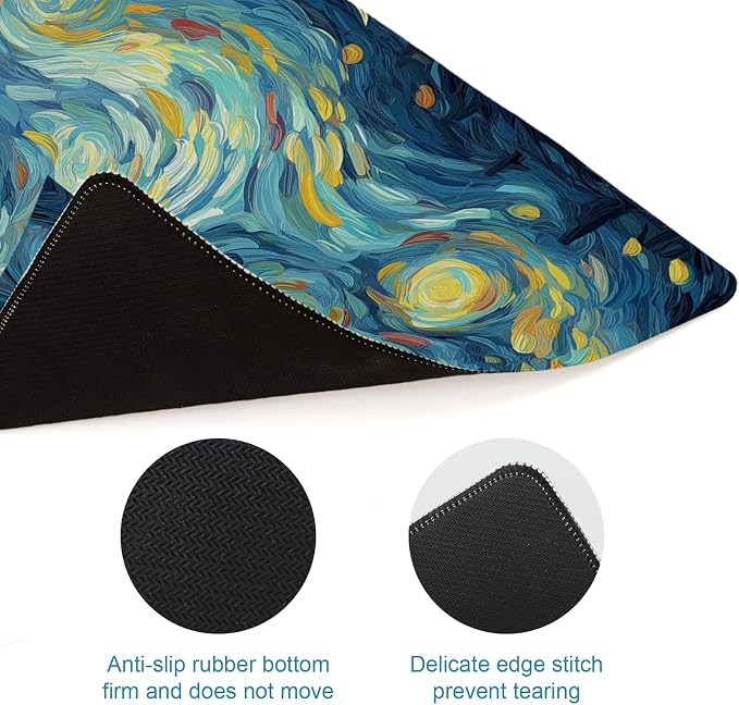 Gaming Mouse Pad, Big Cute Mousepad, XL Large Extended Desk Mat with Non-Slip Rubber Base, Laptop Desk Pad, Computer Keyboard Mat Office&Home, 31.5x11.8in, Starry Night Black Cat - Image 5