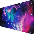 Large Extended Gaming Mouse Pad with Stitched Edges, (31.5X15.7In) Durable Non-Slip Natural Rubber Base, Waterproof Computer Keyboard Pad Mat for Esports Pros/Gamer/Desktop/Office/Home, Galactic Blue by Hsmienk