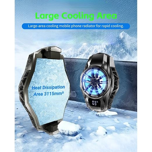 Cell Phone Cooler, RGB Semiconductor Cellphone Radiator with Digital Display, Portable Lightweight Magnetic Mobile Phone Cooling Fan for Gaming Sreaming Waching Videos - Image 3