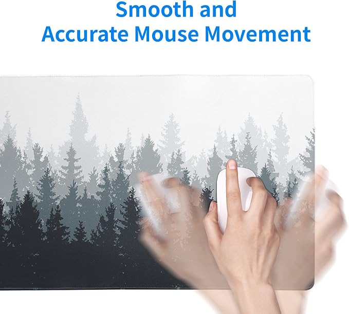 Desk Mat,Large Mouse Pad 31.5x11.8 Inch XL Extended Gaming Mouse Pad Mat with Non-Slip Base Stitched Edges Mousepad for Computer,Office,Keyboard and Laptop - Fog Misty Forest - Image 7