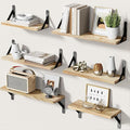 Amada Solid Paulownia Wood Wall Shelves, Medium Size, 6 Pcs, Natural Wood by AMADAHOMEFURNISHING