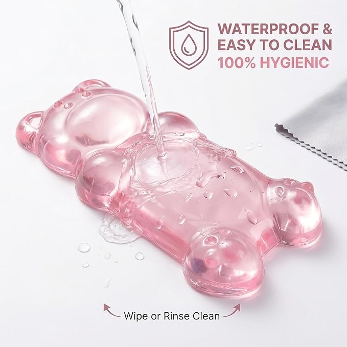 Gel Wrist Rest for Keyboard and Mouse Transparent Pink Bear Elbow Pad Cushion Ergonomic Cute Clear Cool Mouse Wrist Pad Silicone Non-Slip Support for Computer Gaming Home Office Women Hand Pillow - Image 4