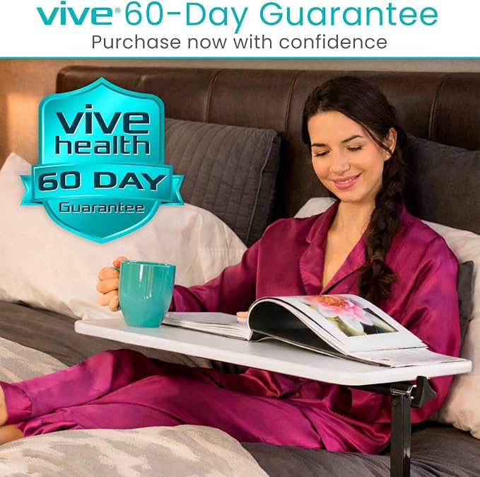 Vive Overbed Hospital Bed Table for Home Use - Adjustable Swivel Wheels - Image 10