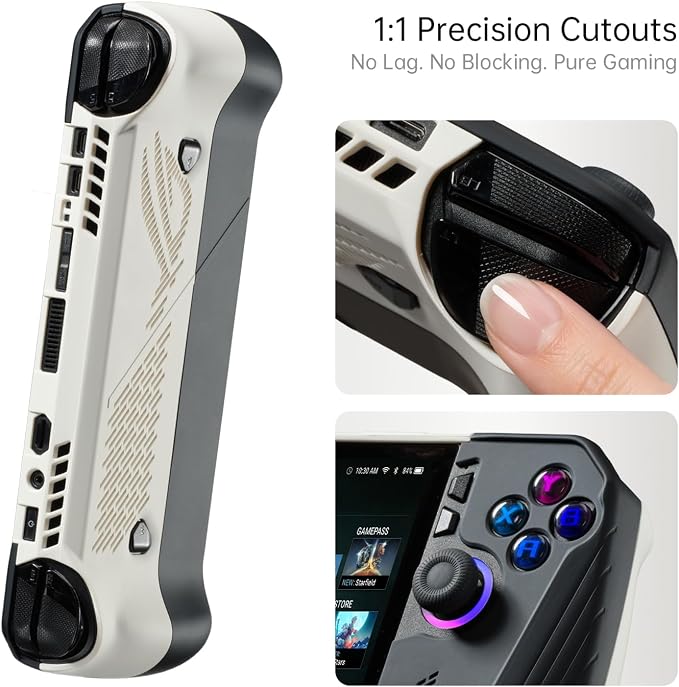 UYIYE Case for ROG Ally X 2024, Anti-Slip Rubber Protective,White+Black - Image 4