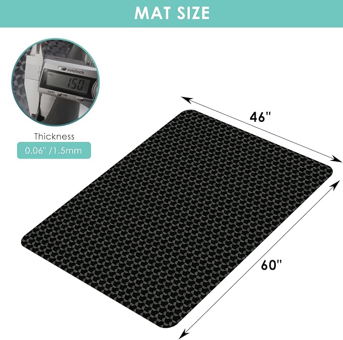 Vicwe Office Chair Mat for Hardwood Floor, 60" x 46" Chair Mat, Anti-Slip | Large, Easy Glide for Rolling Chairs, Easy Clean, Multi-Purpose Floor Protector Desk Chair Mat for Gaming, Home Office, Black - Image 7