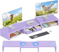 OPNICE Dual Computer Monitor Stand Riser, Desk Organizer with Drawer, Office Desk Accessories & Workspace Organizers for Home Office Supplies, Purple by OPNICE