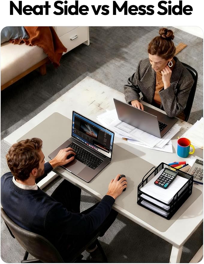 YSAGi Desk Protector&Blotter, Non-Slip Waterproof Leather Mouse Pad | Shields Scratches, Stains, Spills, Heat & Scuffs; Suede Non-Slip; Easy-Clean; Comfy Writing/Typing, 31.5" x 15.8",Olive Beige - Image 6