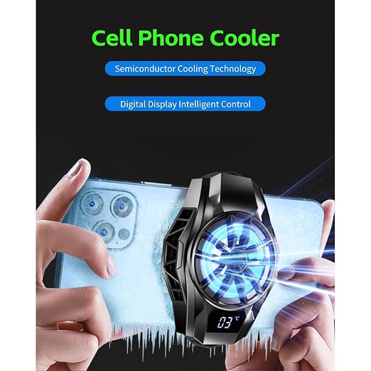Cell Phone Cooler, RGB Semiconductor Cellphone Radiator with Digital Display, Portable Lightweight Magnetic Mobile Phone Cooling Fan for Gaming Sreaming Waching Videos - Image 2