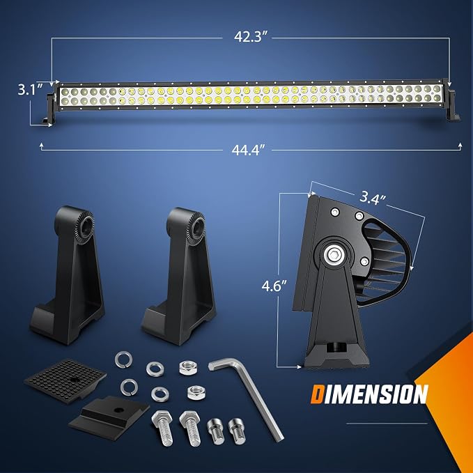 Nilight 42Inch 240W Spot Flood Combo Led Light Bar Off Road Driving Lights Boat Lights Fog Light 12V On/Off 5 Pin Rocker Switch Power 14AWG Wiring Harness Kit-1 Lead for Trucks - Image 2
