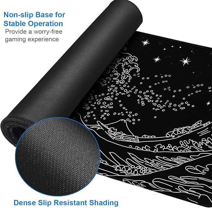 Large Mouse Pad, 31.5x15.7 inch Large Extended Gaming Computer Keyboard Mouse Mat, Water Resist Non-Slip Mousepad Rubber Base Long XXL Mouse Pad for Work & Gaming, Office & Home - Image 4