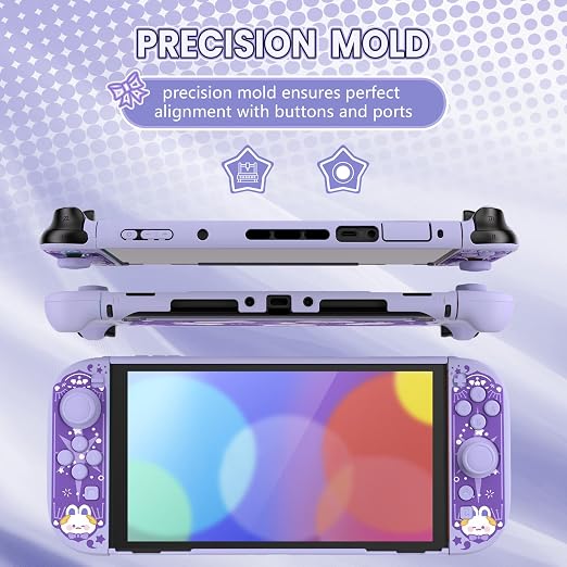 PlayVital Protective Case for Nintendo Switch 2 - Kawaii Dockable Hard Case Shell for Switch 2 with Thumb Grip & Sticker & Button Caps, Anti-Scratch, Shockproof Cover Skin - Celestial Rabbit Orbit - Image 5
