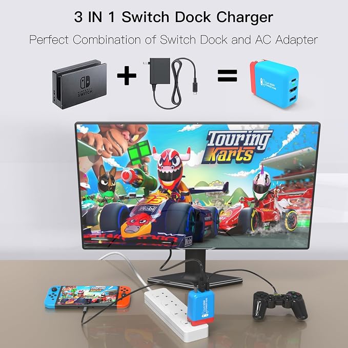Mirabox 65W Portable Switch Dock Charger for Nintendo Switch, Compatible with OLED/Steam Deck/ROG Ally/Samsung Dex/iPad/MacBook, 4K 60Hz USB C TV Docking Station, with Charging and HDMI Output - Image 3