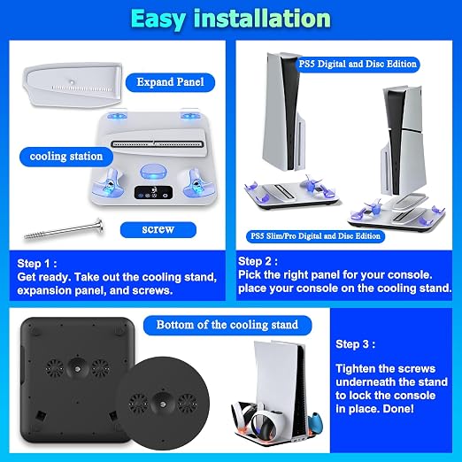 SOTY PS5 Cooling Station for PS5/Slim/Pro, PS5 controller & PS VR2 Charger - Image 6