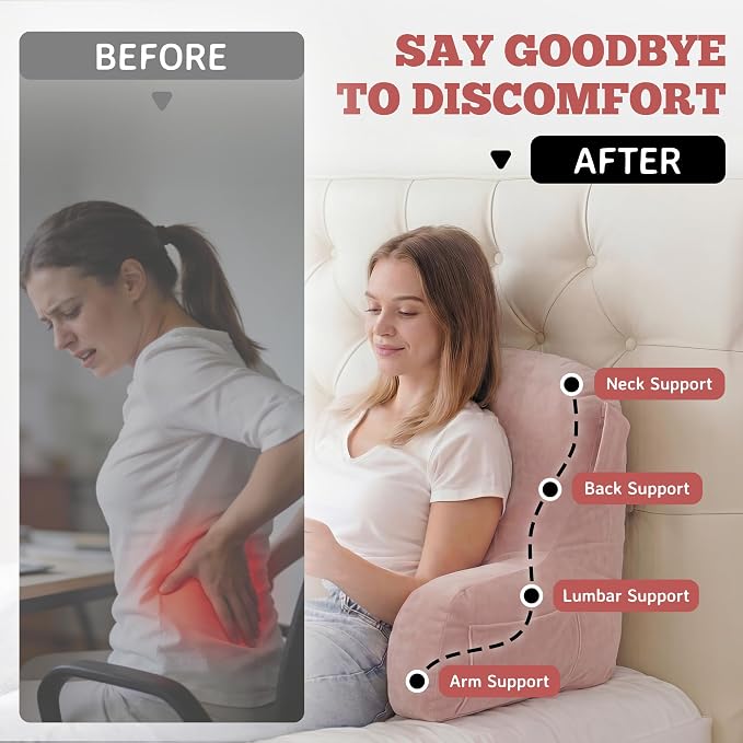 Reading Pillow for Bed,Back Pillow for Bed Sitting Up,Lumbar Support Pillow - Image 7