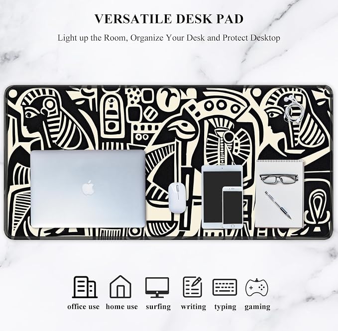 Auhoahsil Desk Mat, Ultra Large Mouse Pad, XXL Gaming Mousepad, Pretty Desk Pad, Big Extended Full Size Desktop Desk Matt for Keyboard, Laptop & Computer, 35.5 x 15.7 in, Ancient Egyptian Pattern - Image 7