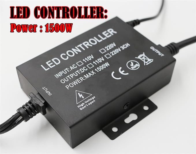 IEKOV™ Max 1500W, AC 110V 120V to DC 110V Power Supply Adapter with IR Receiver + 24 Keys Remote Control only for IEKOV High Voltage RGB LED Light Strip (RGB,30m-50m) - Image 3