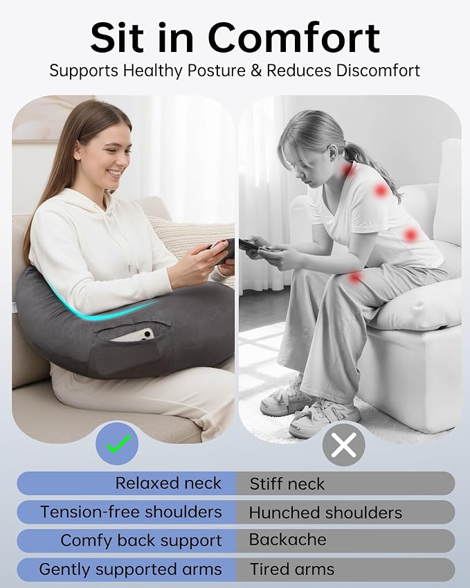 ENITYA U-Shaped Ergonomic Crochet Pillow for Lap Support - Image 6