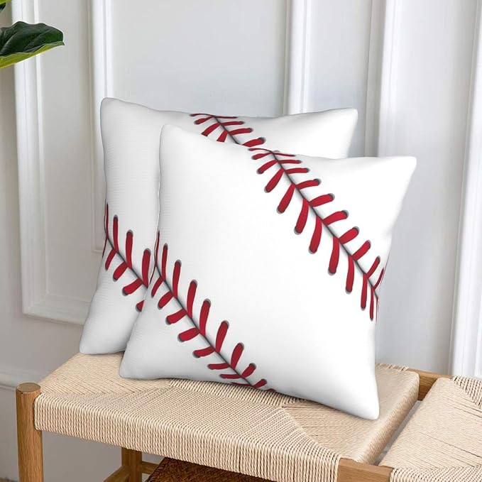 Baseball Throw Pillow Covers Set of 2, Soft 18x18 Inch Pillow Cases, Baseball Gifts for Boys & Baseball Lovers, Sports Decor for Living Room Bedroom Game Room (Basaball) - Image 4