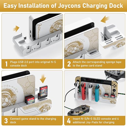 Switch Games Organizer Station with Controller Charger, Charging Dock for Nintendo Switch & OLED Joycons, Switch Mounts, Brackets & Stands for Games, the Legend of Zelda: Tears of the Kingdom Edition - Image 8