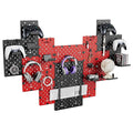 PEGZONE Controller and Headphone Holder Wall Mount, 14pcs, Black & Red | Modular Gaming Pegboard with Accessories, Controller Stand, Disc Shelf Organizer by Pegzone