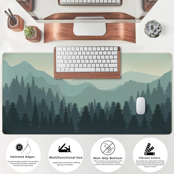 Forest Desk Mat Green Nature Large Mouse Pad XXL 31.5''X 15.7'' Landscape Aesthetic Desk Pad Gaming Mousepad Big Keyboard Mouse Mat for Laptop Computer Office Decor - Image 7