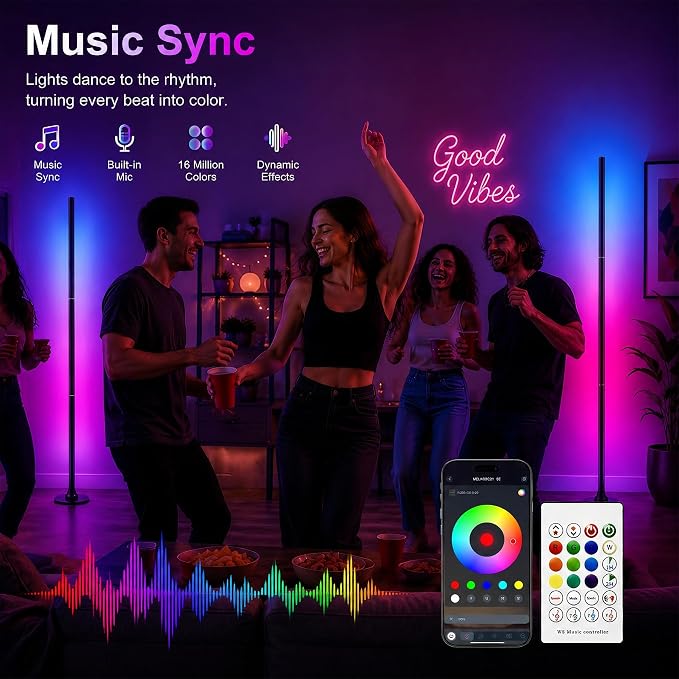 sylvwin Corner Floor Lamp,Smart Ambient Light for Gaming Room - Image 4