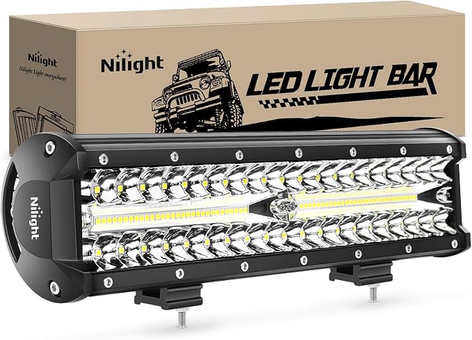 Nilight Led Light Bar 12Inch 300W Triple Row Flood Spot Combo 30000LM Bar Driving Boat Lighting Led Off Road Lights for Trucks,2 Years Warranty by Nilight