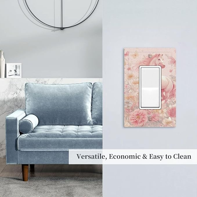 Decorative Outlet Covers Fantastical Pink Horse and Flowers 1 Gang Rocker Light Switch Covers Single Gfci Wall Plate Electrical Receptacle Switchplate Plug Faceplate for Bedroom Decor - Image 8