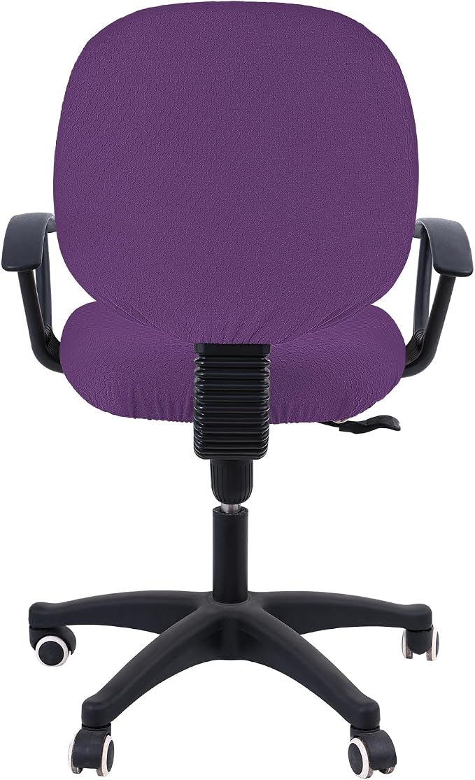 Smiry Office Computer Chair Covers for Desk Rotating Chair Protector | Stretch Jacquard Removable Washable Universal Slipcovers, Seat + Backrest Cover, Purple - Image 3