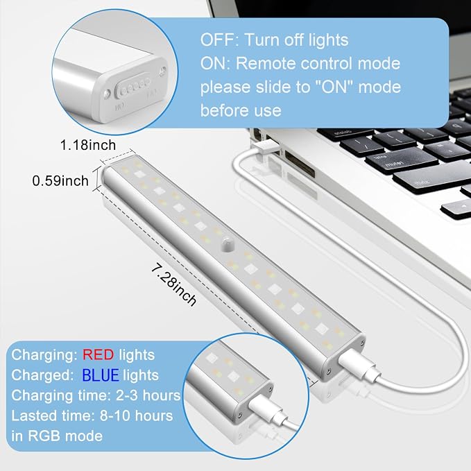 Remote Control RGB Lights Under Cabinet Lighting Rechargeable, 1 Pack - Image 5