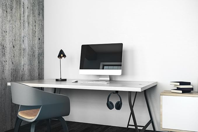 Kanto HH Universal Under Desk Headphone Hook - Black - Solid Steel Construction - Mount Using 3M Adhesive or 2 Included Screws - Image 9