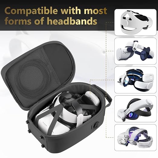 FOREGOER Carrying Case for Meta Quest 3/Quest 3S/Oculus Quest 2, Hard Travel Storage Case Compatible with Oculus Quest 3 Headset, Quest Pro, Touch Controllers Accessories, VR All-in-One Gaming Headset - Image 3