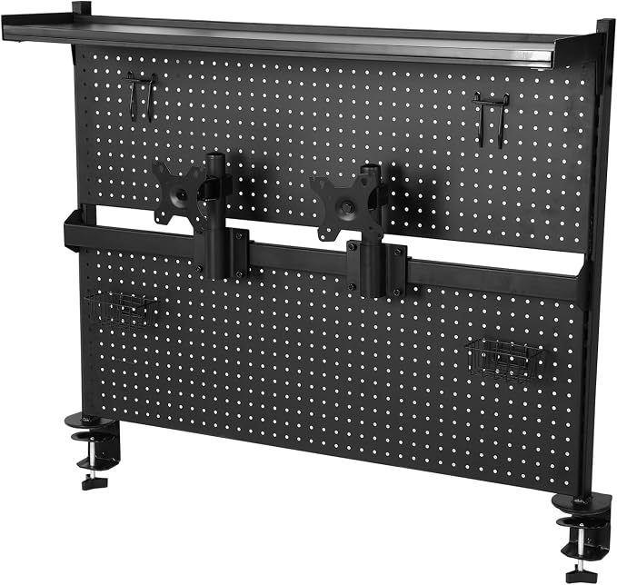 Metal Desktop Organizer with Monitor Stands Computer Accessories Steel Stand Pegboard 51 X 34 Inch for Office Supplies Dorm Home Decor - Image 9