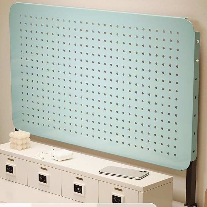 Clamp-on Desk Pegboard, Organizer for Office Gaming Home,pegboard Shelf,Multi-Function Computer Metal Peg Board(Blue,16" L*16" H(40 * 40cm)) by ZMNXAS