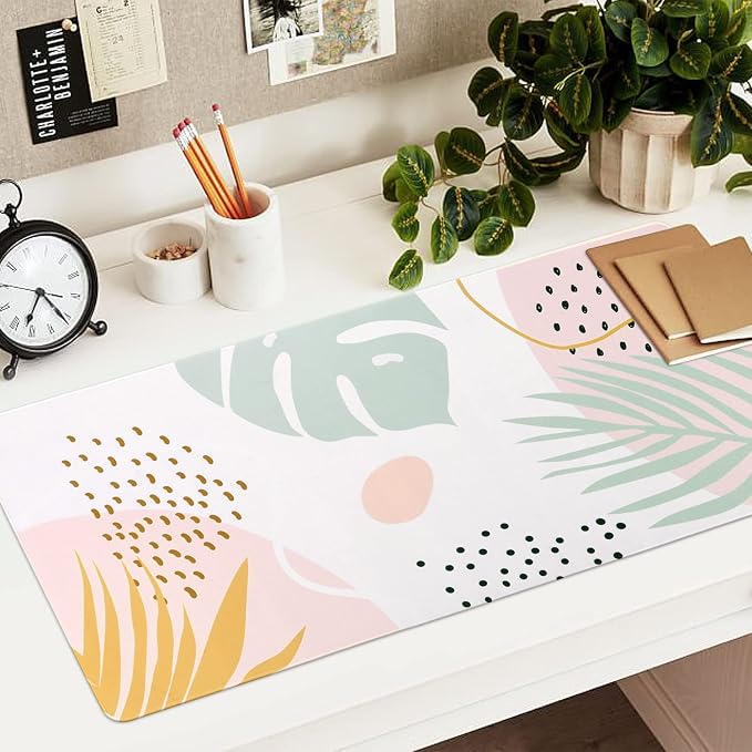 iCasso Desk Pad,Extended Gaming Mouse Pad,35.4x15.7in,Morandi | Non-Slip Rubber Base Mousepad with Stitched Edges,Waterproof Keyboard Mouse Mat for Work Home Office - Image 6