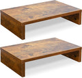 TEAMIX 2-Pack Wood Monitor Riser, Desk Stand for 2 Monitors, Rustic Brown | Holds 80Lbs, Stacked/Separate Use, 2 Tier Adjustable, Use as Laptop/TV Riser, Computer Stand for Home Office Desk, Gaming by TEAMIX