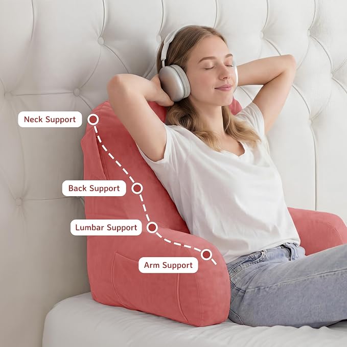 Reading Pillow for Bed,Back Pillow for Bed Sitting Up,Lumbar Support Pillow - Image 5