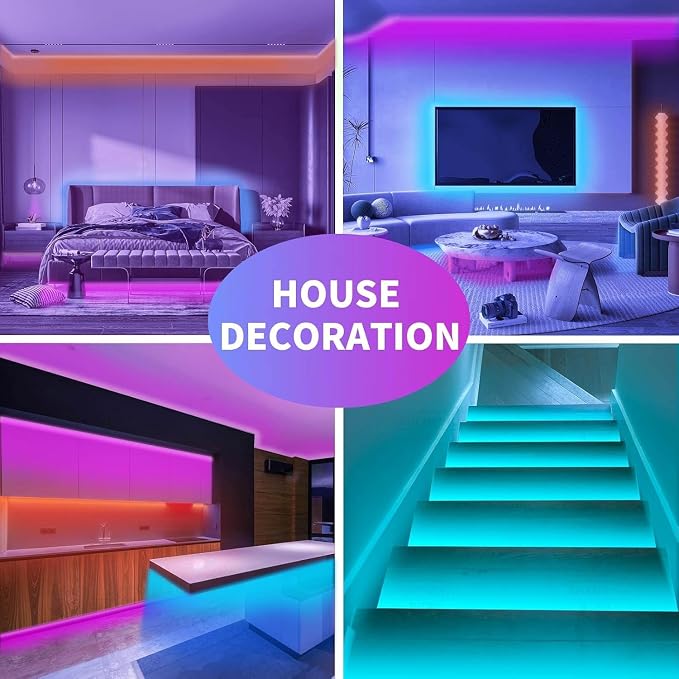 KSIPZE Led Lights for Bedroom 48ft Led Strip Lights with Remote RGB Color Changing Music Sync Bluetooth Smart App Control for Room Bedroom Lighting Flexible Home Décor - Image 6