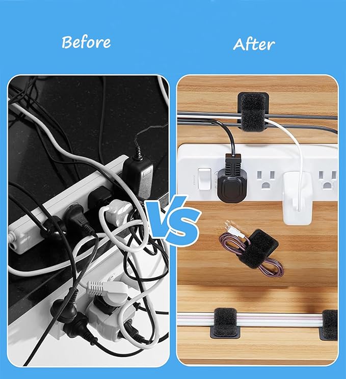 Under Desk Cable Management Kit: 20 Adhesive & 100 Zip Ties Black - Image 4