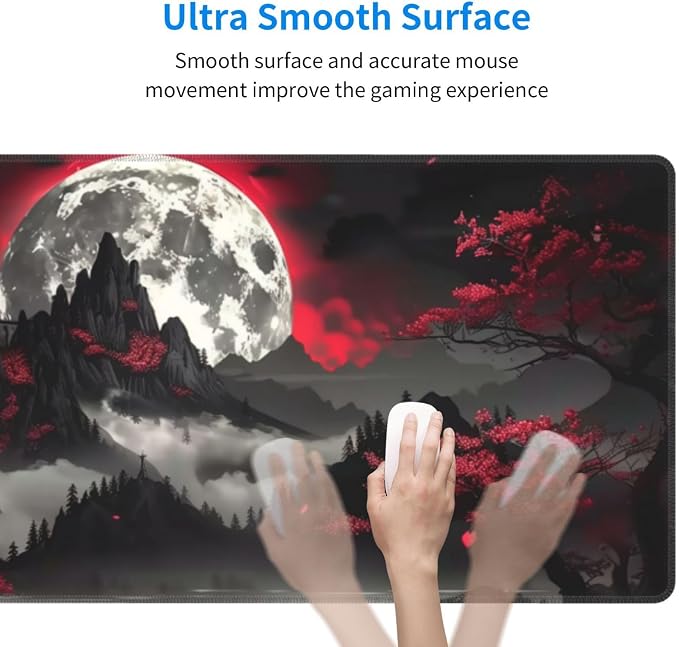 Extended Gaming Mouse Pad, Large Gaming Mouse Waterproof with Stitched Edges, Non-Slip Desktop Pad for Home and Office, Level Up Your 31.5x11.8 Inch… (Dark Night) - Image 4