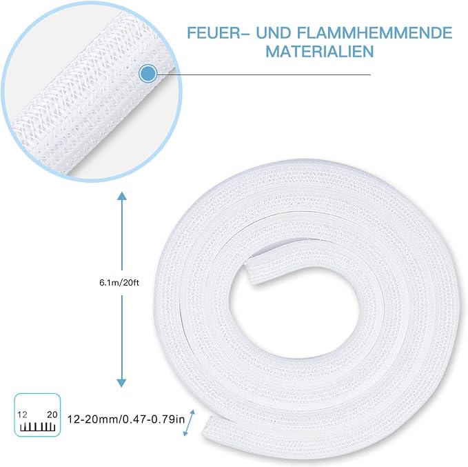 AGPTEK Cable Sleeve, 20ft - 4/5 inch Cable Management Cord Hider, White - Image 7