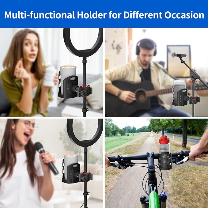 Adjustable Mic Stand Drink Holder with 360° Rotate Microphone Stand Cup Holder - Universal Water Bottle Holder Clamp On Cup Holder for Mic Stand, Music or Drum Stands to Holds Cups, 1 Pack - Image 6