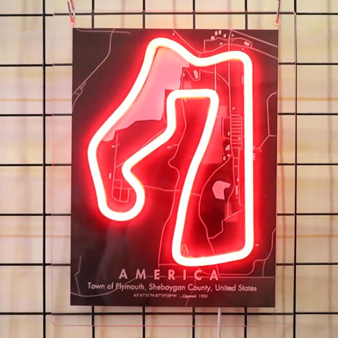 America Formula 1 Circuit Race Car Neon Sign Led Light Up Sign Pop Art With UV Printed background Room Wall Decor Man Gaming Room, Kids Room, Bar Decoration, Birthday Party Gifts - Image 7