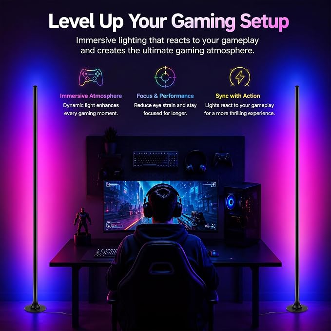sylvwin Corner Floor Lamp,Smart Ambient Light for Gaming Room,2Pack - Image 5