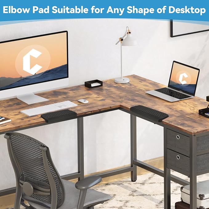 L-Shaped Desk Elbow Pad,Memory Foam Desk Edge Cushion for Armrest Support,2-Piece Ergonomic Elbow Rest for Desk with Non-Slip Base, Arm Rest for Computer Keyboard, Office and Home Use - Image 8